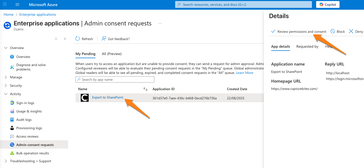 Troubleshoot-Export to SharePoint-Oauth20-admin permissions