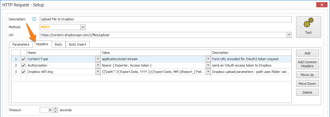 030-150_MetaServer_Export to REST API_Setup_HTTP Request_Headers