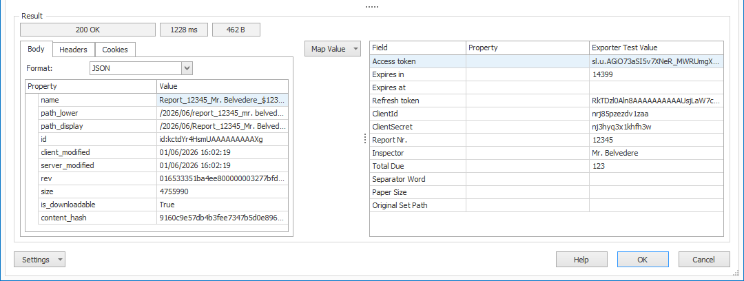 030-150_MetaServer_Export to REST API_Setup_HTTP Request_Result